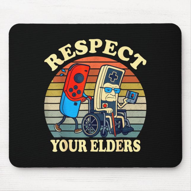 Alfombrilla De Ratón Respect Your Elders Retro Gaming Funny Gamer Contr (Frente)