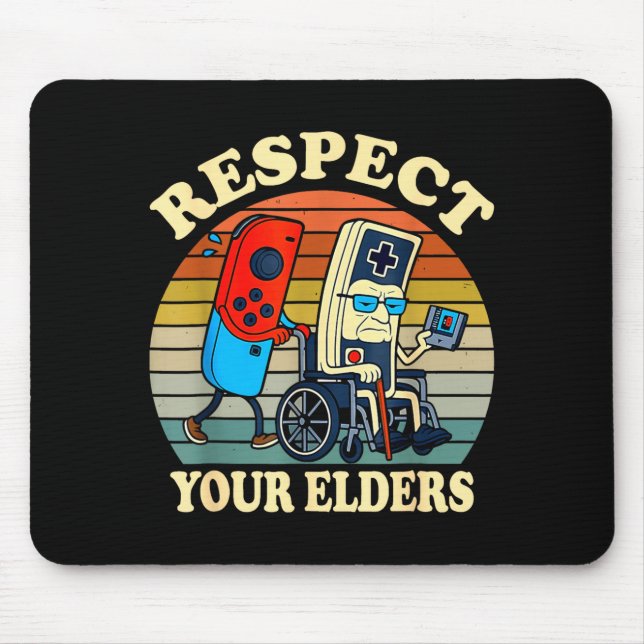 Alfombrilla De Ratón Respect Your Elders Retro Gaming Funny Gamer Contr (Frente)