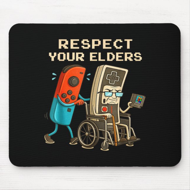 Alfombrilla De Ratón Respect Your Elders Retro Gaming Funny Gamer Contr (Frente)