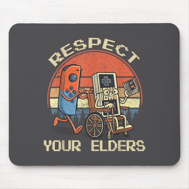 Alfombrilla De Ratón Respect Your Elders Retro Gaming Funny Gamer Contr (Frente)