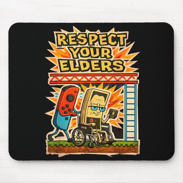 Alfombrilla De Ratón Respect Your Elders Retro Gaming Funny Gamer Contr (Frente)