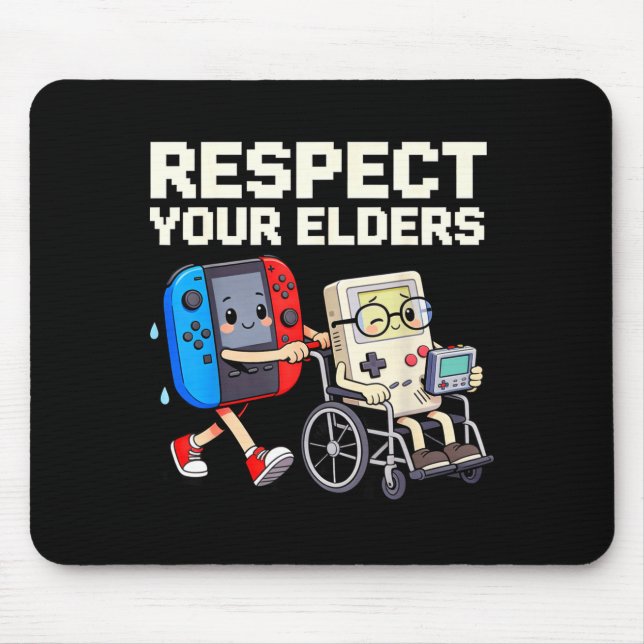 Alfombrilla De Ratón Respect Your Elders Retro Gaming Funny Gamer Contr (Frente)