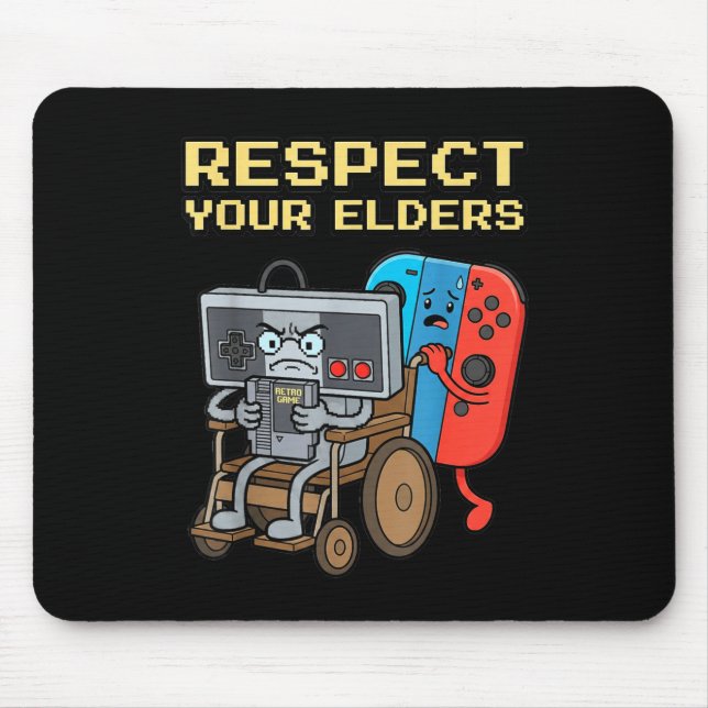 Alfombrilla De Ratón Respect Your Elders Retro Gaming Funny Gamer Contr (Frente)