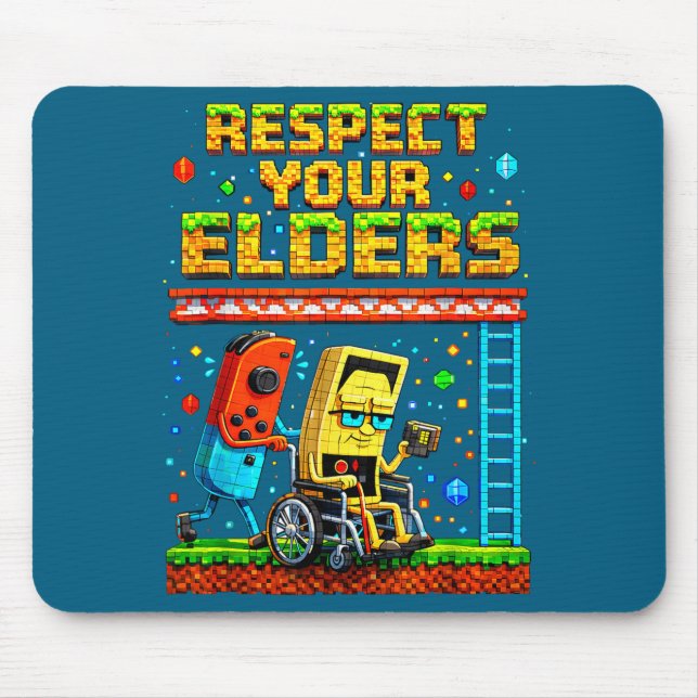 Alfombrilla De Ratón Respect Your Elders Retro Gaming Funny Gamer Contr (Frente)