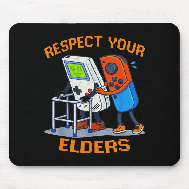 Alfombrilla De Ratón Respect Your Elders Retro Gaming Funny Gamer Contr (Frente)