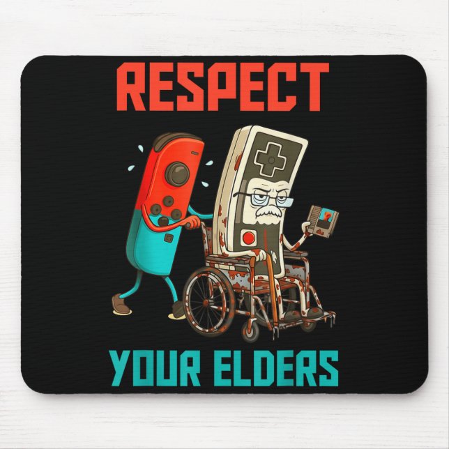 Alfombrilla De Ratón Respect Your Elders Retro Gaming Video Gamer 80s B (Frente)