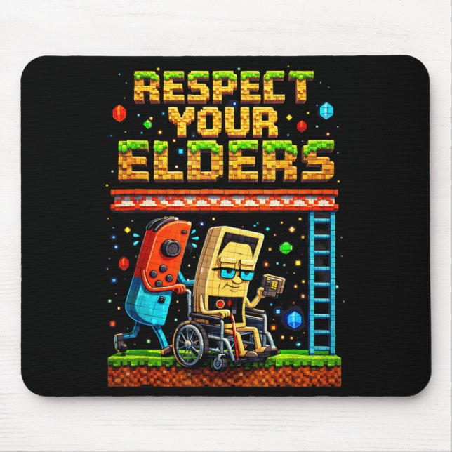Alfombrilla De Ratón Respect Your Elders Retro Gaming Xel Gamer Control (Frente)