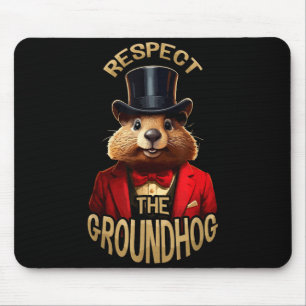 Alfombrilla De Ratón Respetar la marmota Día de la marmota Divertido Wo