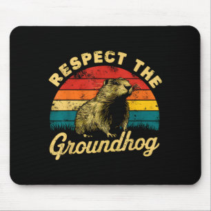 Alfombrilla De Ratón Respetar la marmota Día de la Marmota Retro Vintag