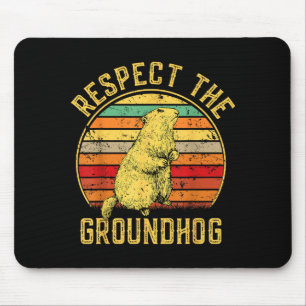 Alfombrilla De Ratón Respetar la marmota Retro Vintage Día de la Marmot