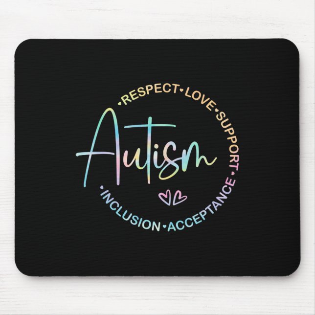 Alfombrilla De Ratón Respeto Amor Apoyo Autismo Conciencia Mes Mujeres (Frente)