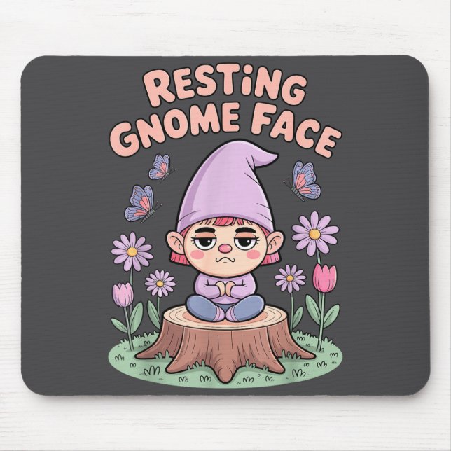Alfombrilla De Ratón Resting Gnome Face Cute Funny Christmas Kawaii Car (Frente)