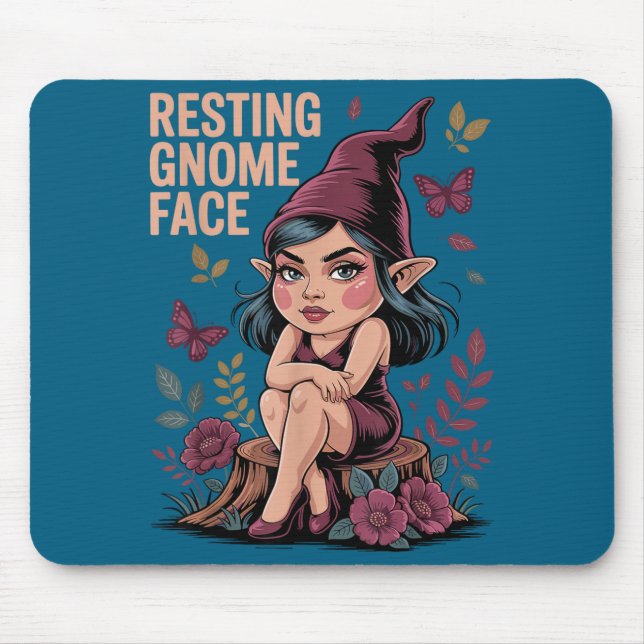 Alfombrilla De Ratón Resting Gnome Face Cute Funny Christmas Kawaii Car (Frente)