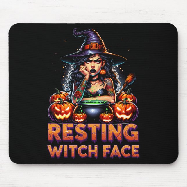 Alfombrilla De Ratón Resting Witch Face Funny Sarcastic Halloween Rude  (Frente)