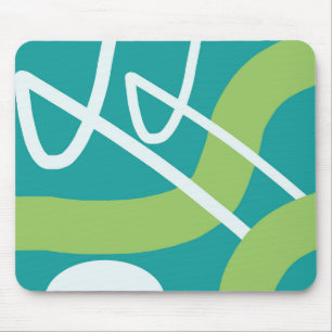 Alfombrilla De Ratón Resumen Art Turquoise Lime Green Mouse Pad Blanco