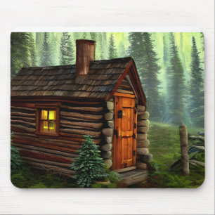 Alfombrilla De Ratón Resumen Cabina de caza pequeña y caprichosa