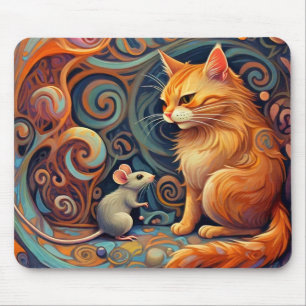 Alfombrilla De Ratón Resumen caprichoso Cat and Mouse Mouse Mouse Pad