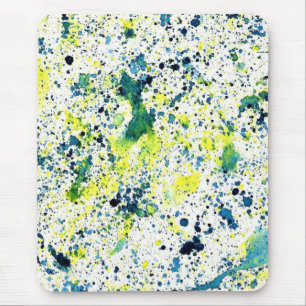 Alfombrilla De Ratón Resumen de acuarela verde, amarillo y azul