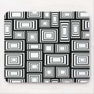 Alfombrilla De Ratón Resumen de cuadrados geométricos patrón blanco y n