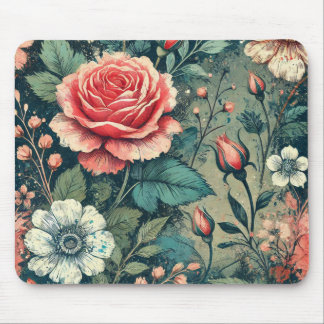 Alfombrilla De Ratón Resumen de diseño floreciente de flores rosa