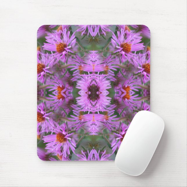 Alfombrilla De Ratón Resumen de las flores de aster rosadas de Nueva In (Con ratón)
