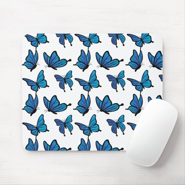 Alfombrilla De Ratón Resumen de mariposas azules sin foco digital (Con ratón)