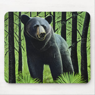 Alfombrilla De Ratón Resumen de oso negro rústico salvaje