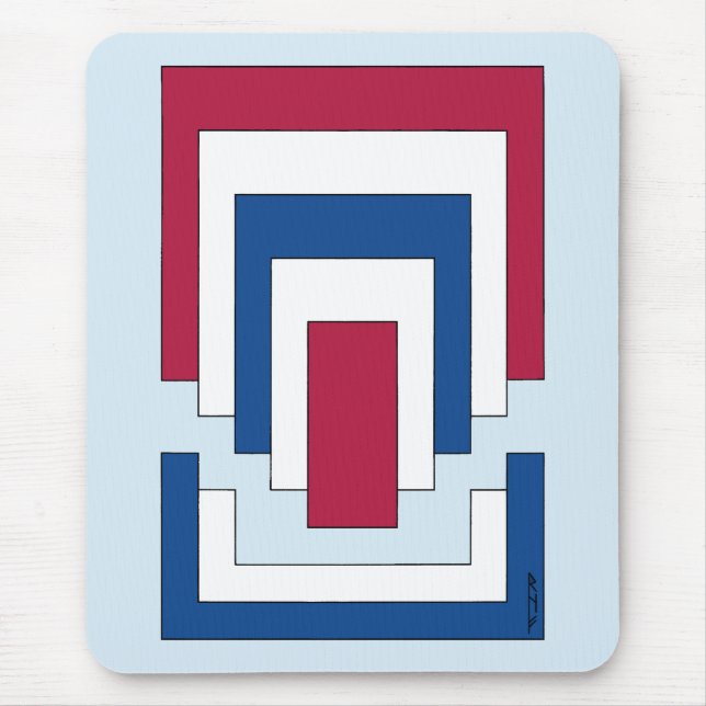 Alfombrilla De Ratón Resumen de Rectángulo en rojo, blanco y azul (Frente)