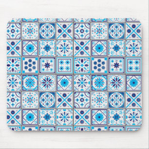 Alfombrilla De Ratón Resumen del arte azul tradicional
