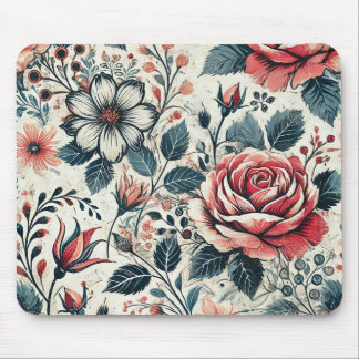 Alfombrilla De Ratón Resumen del diseño floreciente de flores rosas. Pa