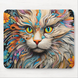 Alfombrilla De Ratón Resumen del encantamiento animal colorido del gato