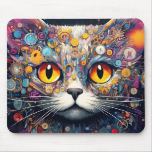 Alfombrilla De Ratón Resumen del encantamiento animal colorido del gato