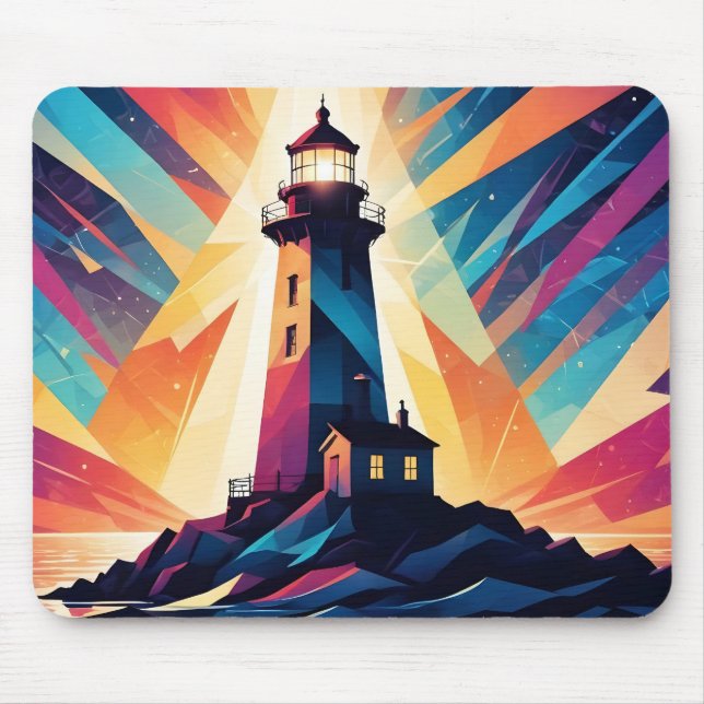 Alfombrilla De Ratón Resumen del fondo marino del faro de paisaje (Frente)
