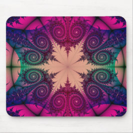 Alfombrilla De Ratón Resumen Diseño fractal rosado Kaleidoscope