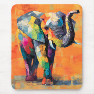 Alfombrilla De Ratón Resumen feliz elefante arcoiris