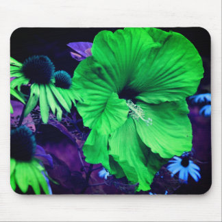 Alfombrilla De Ratón Resumen Flor verde hibiscus