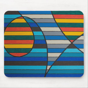 Alfombrilla De Ratón Resumen geométrico con franjas y formas negrita