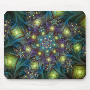 Alfombrilla De Ratón Resumen ilustrado brillante arte fractal púrpura V