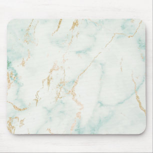 Alfombrilla De Ratón Resumen Mint Blanco Mint Green Gold Marble