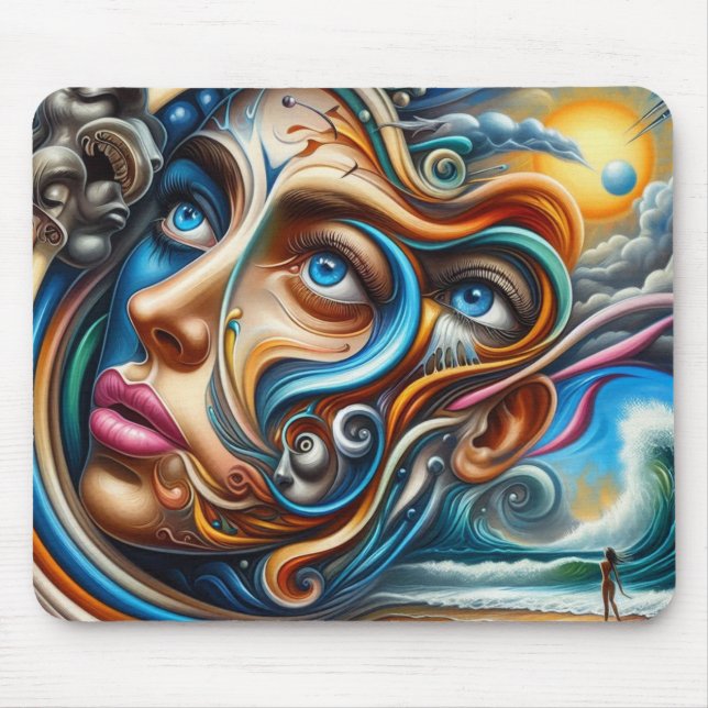 Alfombrilla De Ratón Resumen Paisaje de ensueño Serenidad oceánica y Ma (Frente)