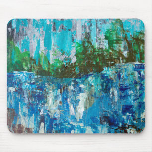 Alfombrilla De Ratón Resumen Paisaje texturizado azul y verde