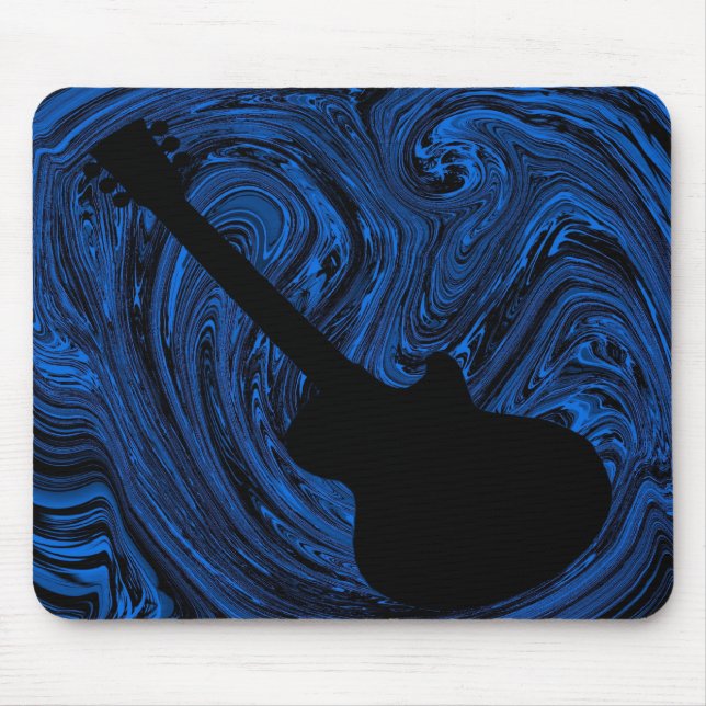 Alfombrilla De Ratón Resumen Swirls Guitar Mousepad, Azul (Frente)