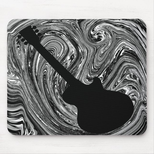 Alfombrilla De Ratón Resumen Swirls Guitar Mousepad, negro y blanco (Frente)