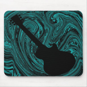 Alfombrilla De Ratón Resumen Swirls Guitar Mousepad, Verde azulado