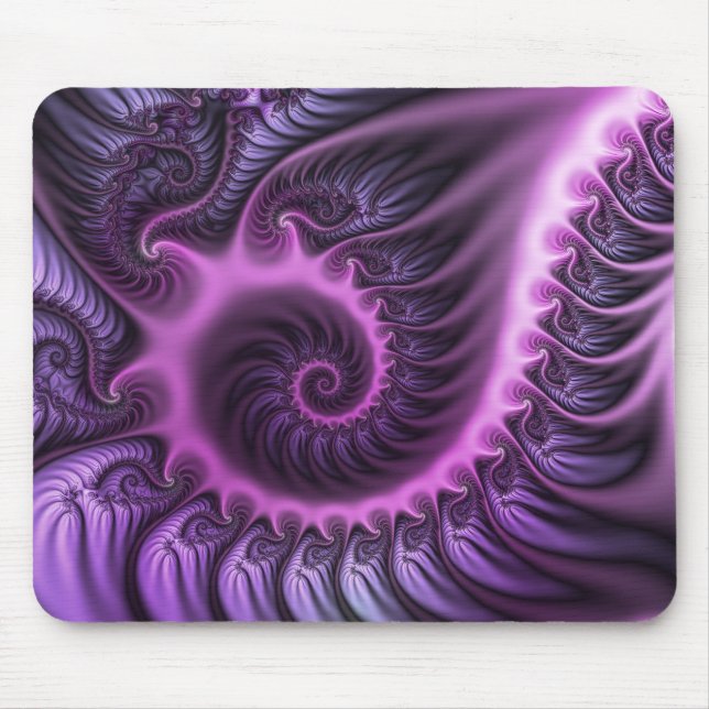 Alfombrilla De Ratón Resumen Vivid Guay Pink Purple Fractal Art Spiral (Frente)
