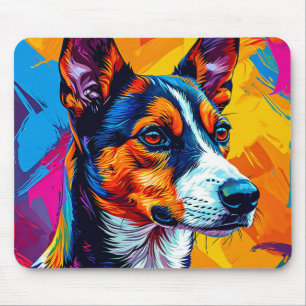 Alfombrilla De Ratón Retrato abstracto de perro Basenji
