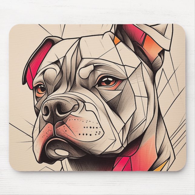 Alfombrilla De Ratón Retrato abstracto de Pit Bull (Frente)