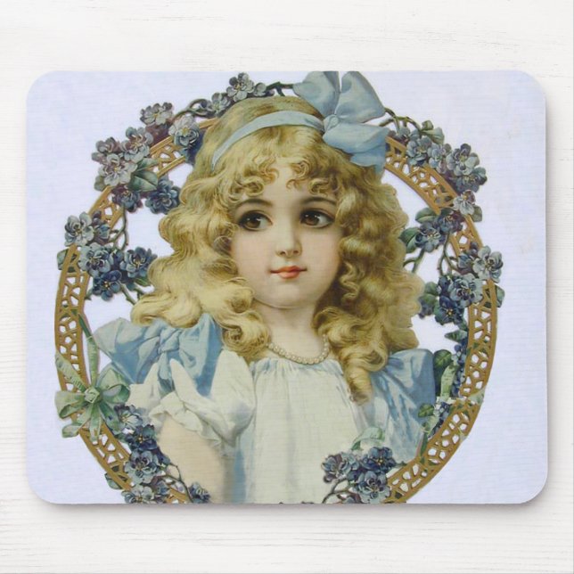 Alfombrilla De Ratón Retrato antiguo de niña pequeña hermosa (Frente)