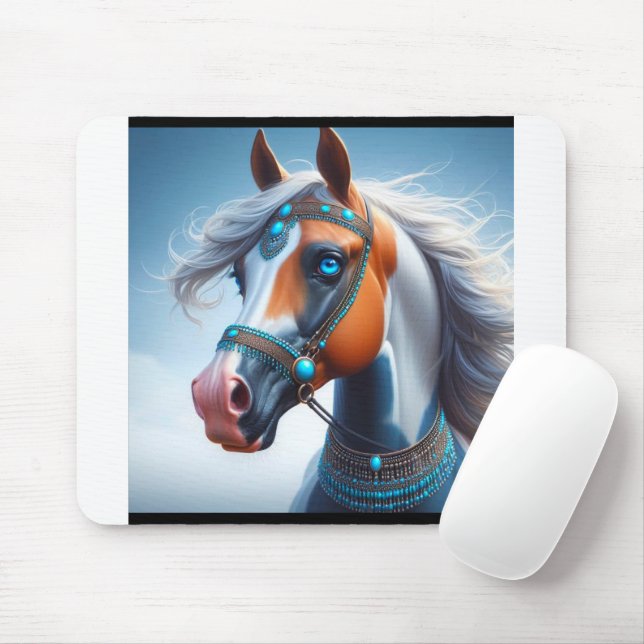 Alfombrilla De Ratón Retrato árabe de caballo de pintura (Con ratón)