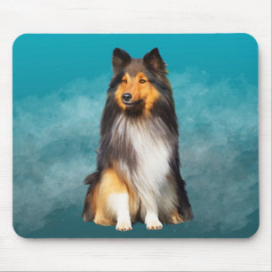Alfombrilla De Ratón Retrato artístico Sheltie Shetland Sheepdog